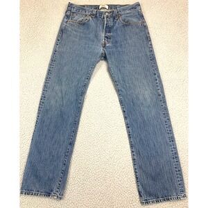 Levi's 501 Jeans Mens 34x31.5 Blue Medium Wash Straight Leg Button Fly Denim